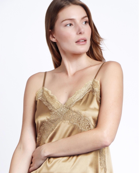 ADMAS Camiseta Tirante Puntilla Cruzada para Mujer CAVA 2