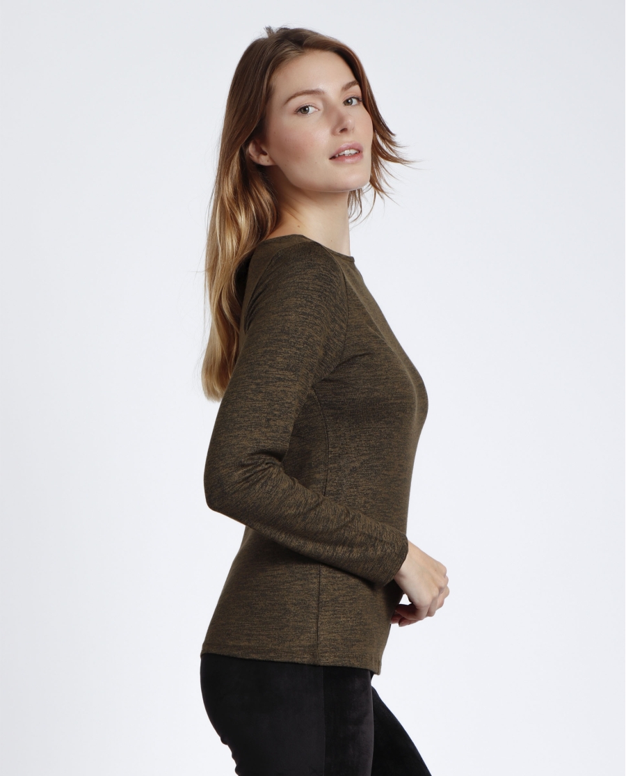 ADMAS Camiseta Manga Larga Calentita Cuello Barca para Mujer VERDE JASPE