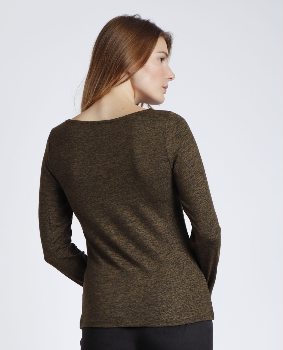 ADMAS Camiseta Manga Larga Calentita Cuello Barca para Mujer VERDE JASPE