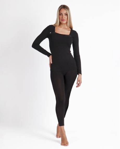 ADMAS Camiseta Manga Larga Lentejuelas para Mujer NEGRO