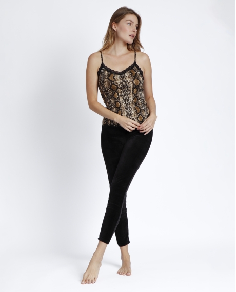 ADMAS Camiseta Tirante Piel Serpiente para Mujer PIEL