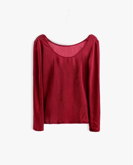 ADMAS Camiseta Manga Larga Brillos para Mujer ROJO