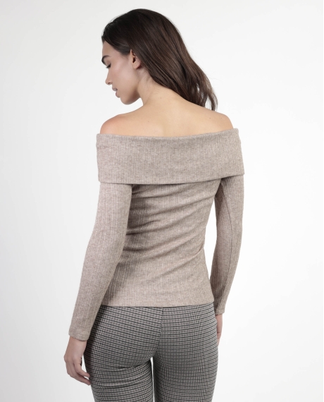 ADMAS Camiseta Manga Larga Bandeau Melange para Mujer BEIGE JASPE 2