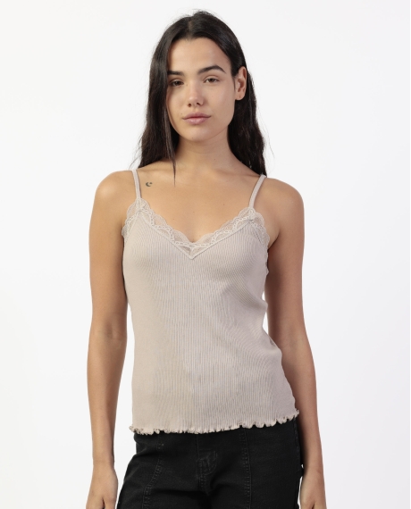 ADMAS Camiseta Tirantes Romantic Rib para Mujer VISON