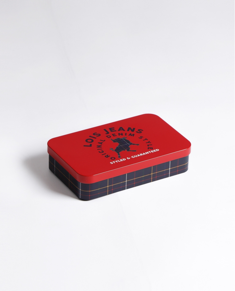 LOIS Calzoncillo/Bóxer Caja Metal Regalo Christmas para Hombre, (Caja 12 unidades) ROJO