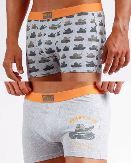 DIVER Calzoncillo/Bóxer War para Hombre, (Caja de 2 unidades) PACK FANTASIA