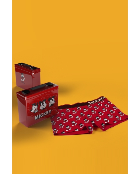 DISNEY Calzoncillo/Bóxer Mickey State Caja Metal Regalo para Niño ROJO 2