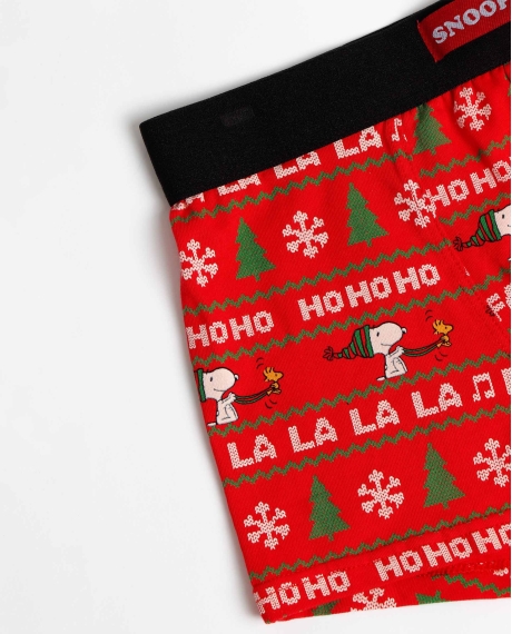 PEANUTS Calzoncillo/Boxer Merry Christmas para Hombre ROJO 2