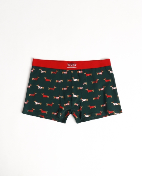 DIVER Calzoncillo/Bóxer Perritos para Hombre, (Caja 12 unidades) VERDE