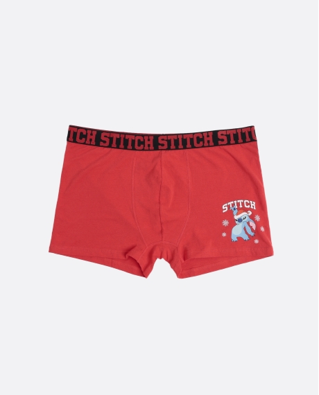 DISNEY Calzoncillo/Boxer Stitchmas Caja Metal Regalo para Hombre, (Caja 12 unidades) ROJO