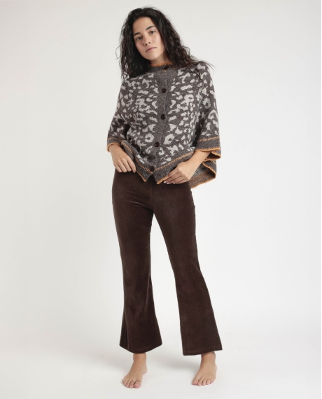 ADMAS Pantalón Elástico Largo Campana Corduroy para Mujer CHOCOLATE
