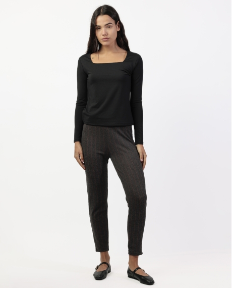 ADMAS Pantalón Elástico Largo Diplomático Rayas para Mujer GRIS JASPE