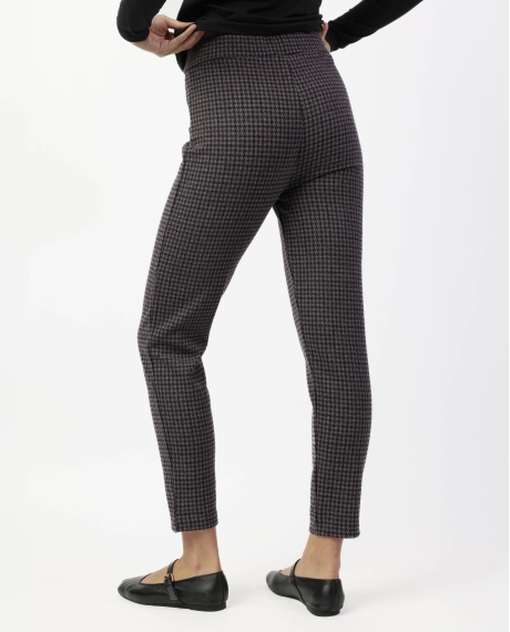 ADMAS Pantalón Elástico Largo Pata de Gallo Granate para Mujer GRIS 2