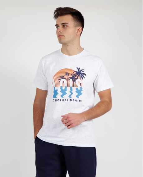 LOIS Camiseta Manga Corta Beach para Hombre BLANCO