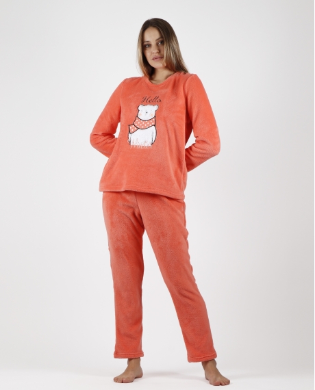 ADMAS Pijama Calentito Manga Larga Hello Winter para Mujer CORAL
