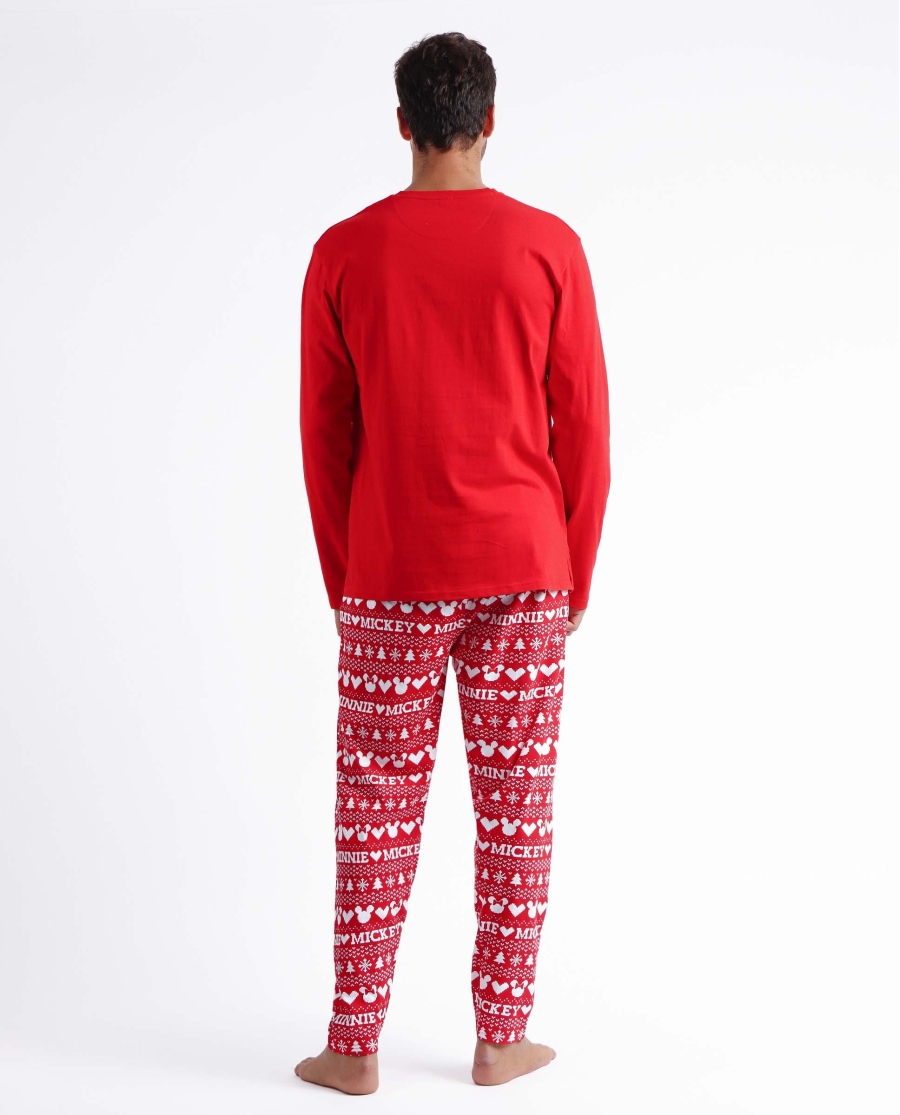DISNEY Pijama Manga Larga Mickey Christmas para Hombre ROJO