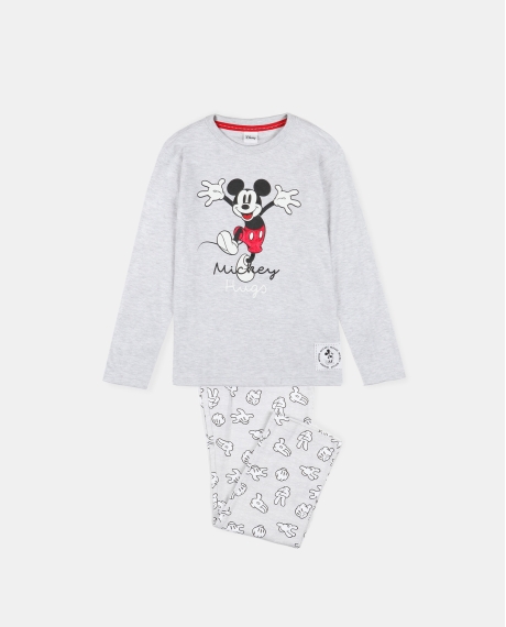 DISNEY Pijama Manga Larga Mickey Gris para Niño GRIS JASPE