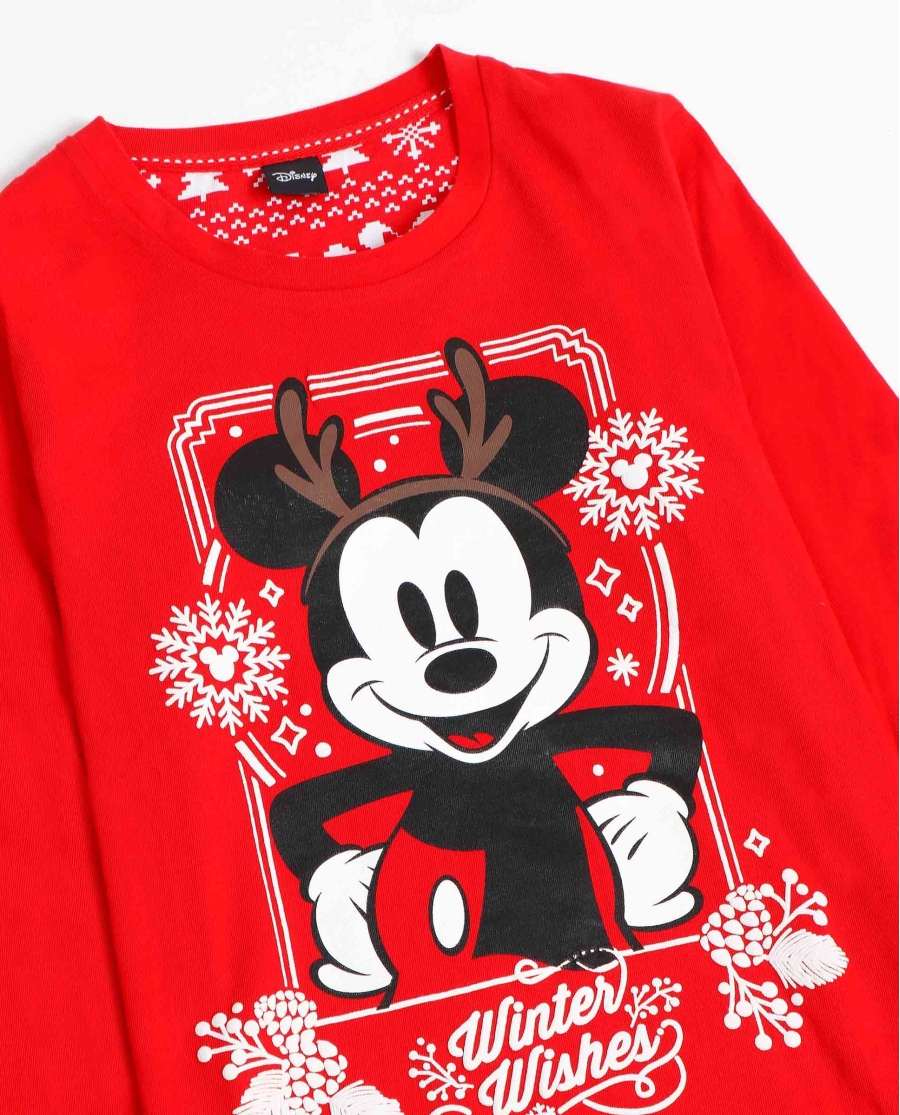 DISNEY Pijama Manga Larga Mickey Christmas para Niño ROJO