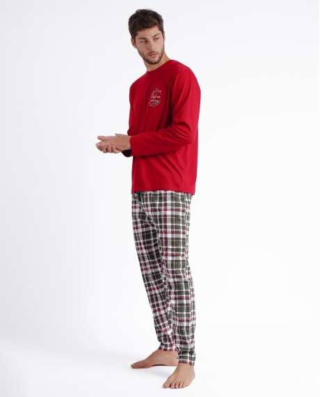 ADMAS Pijama Manga Larga Christmas Nature para Hombre ROJO RUBÍ 2