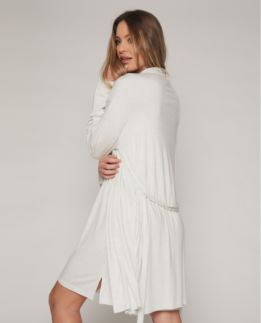 ADMAS CLASSIC Bata Manga Larga Lace Night para Mujer GRIS JASPE