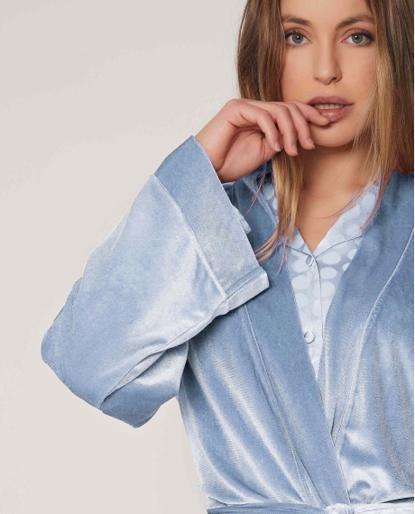 ADMAS CLASSIC Bata Manga Larga Dots para Mujer AZUL 2