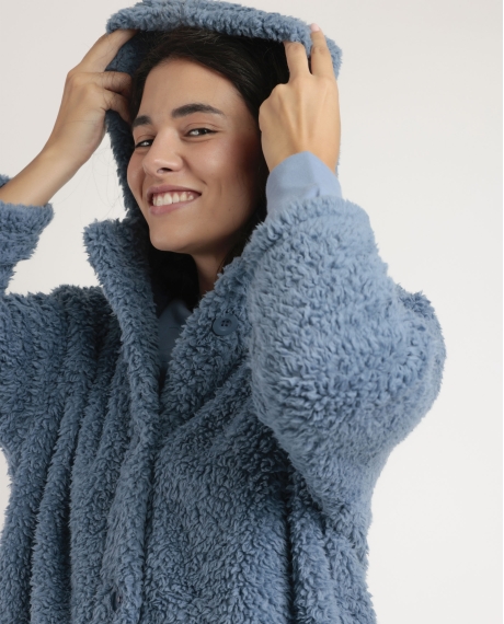 ADMAS HOME Bata Manga Larga Calentita Comfort Home para Mujer AZUL 2