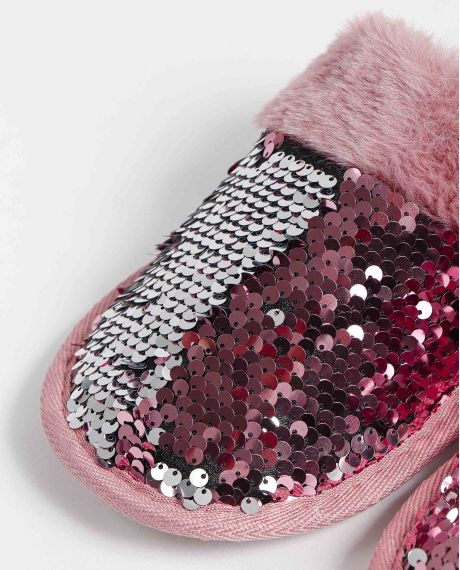 ADMAS Zapatillas De Estar Por Casa Lentejuelas para Mujer ROSA 2