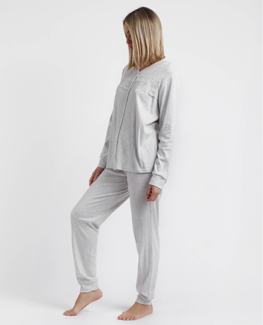 ADMAS CLASSIC Pijama Abierto Manga Larga Winter Classic para Mujer PERLA