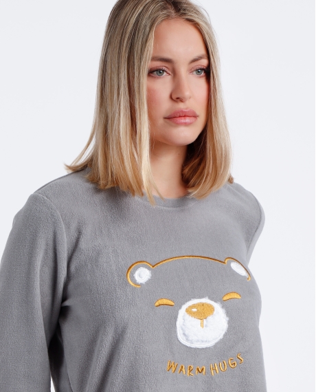 ADMAS Pijama Calentito Manga Larga Warm Hugs para Mujer GRIS 2