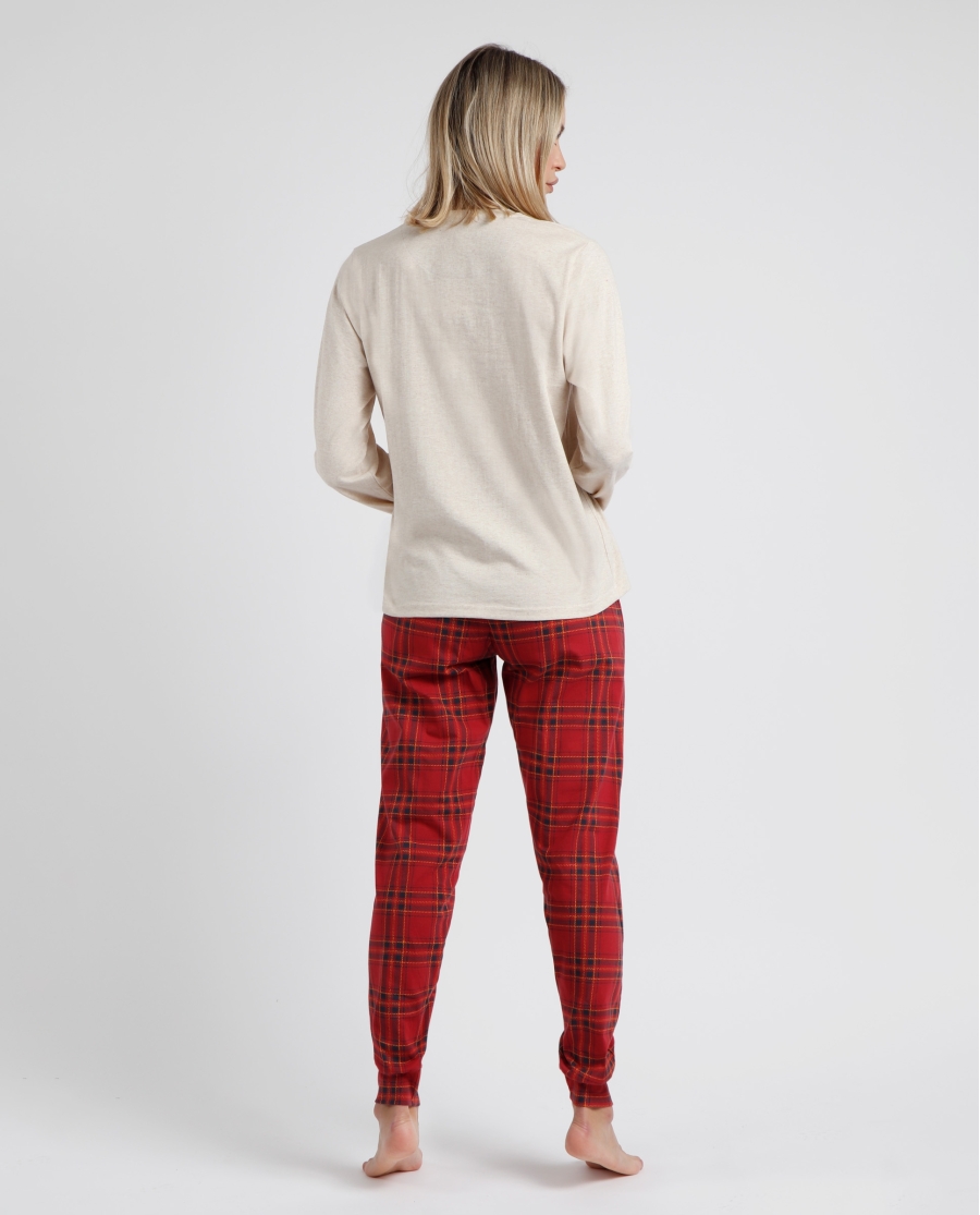 ADMAS Pijama Manga Larga Keep Walking para Mujer BEIGE