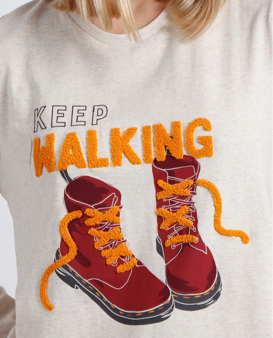 ADMAS Pijama Manga Larga Keep Walking para Mujer BEIGE