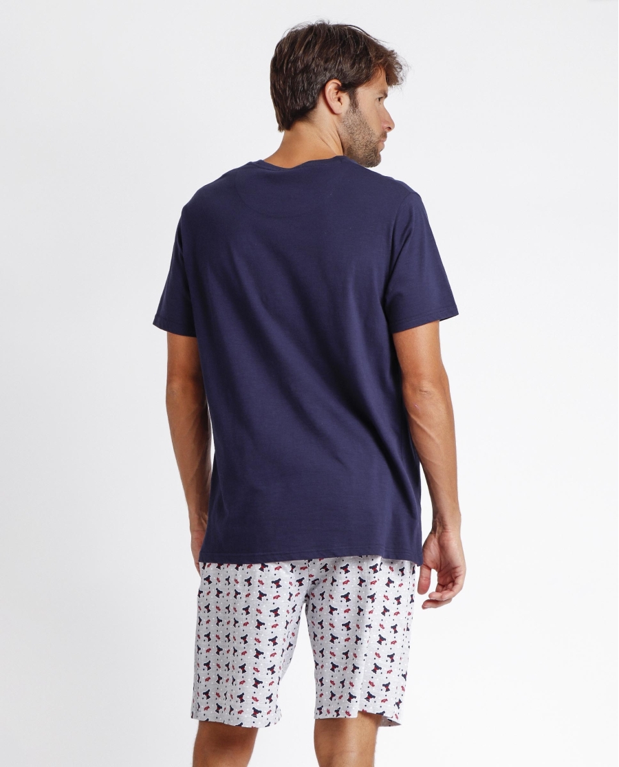 ADMAS Pijama Manga Corta Cute Teddy para Hombre MARINO