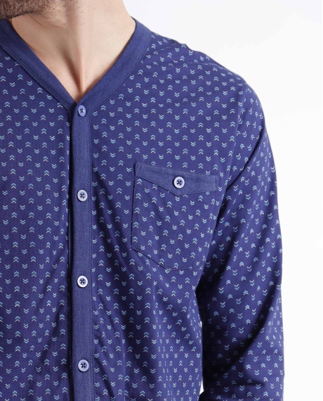 ADMAS CLASSIC Pijama Abierto Manga Larga Abierto Spike para Hombre AZUL 2