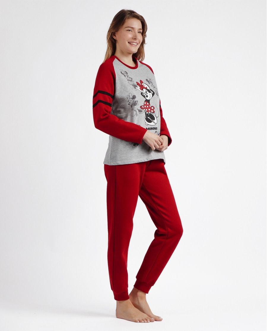 DISNEY Pijama Manga Larga Mickey Shadows para Mujer GRIS JASPE