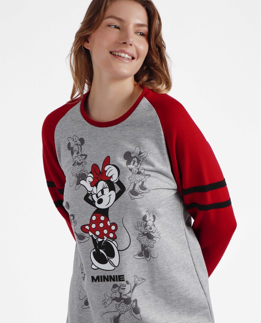 DISNEY Pijama Manga Larga Mickey Shadows para Mujer GRIS JASPE