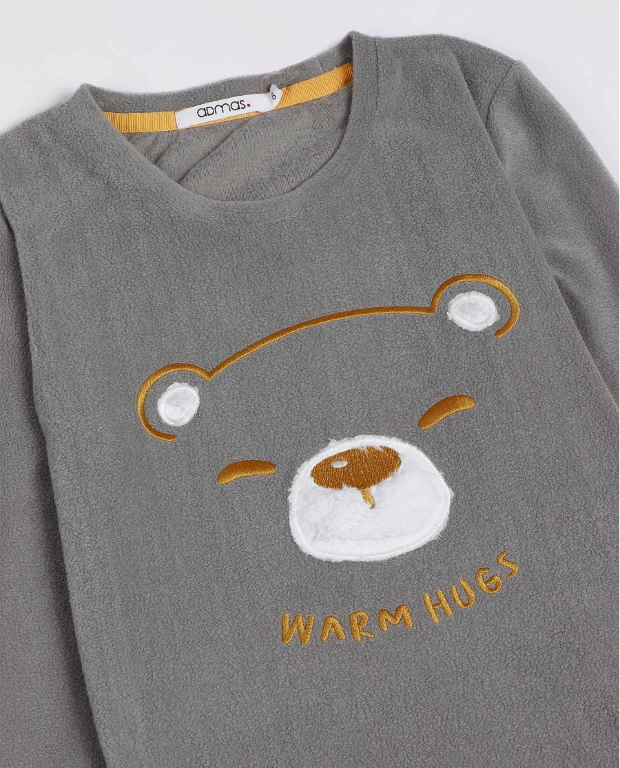 ADMAS Pijama Calentito Manga Larga Warm Hugs para Niña GRIS