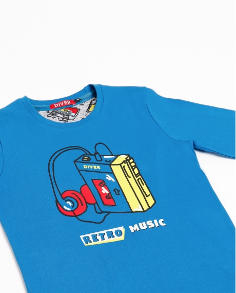 DIVER Pijama Manga Larga Music para Niño AZUL 2