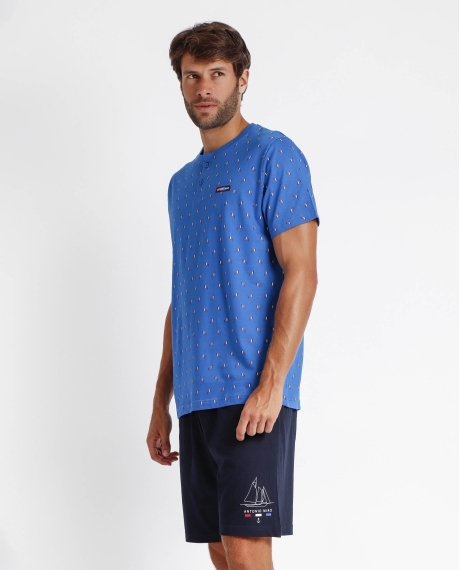 ANTONIO MIRO Pijama Tapeta Manga Corta Sailing para Hombre AZUL 2