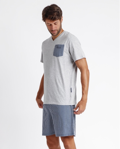 ANTONIO MIRO Pijama Manga Corta Travel para Hombre GRIS JASPE 2