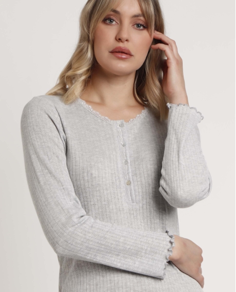 ADMAS HOME Camisola Manga Larga Soft Canalé para Mujer GRIS JASPE 2