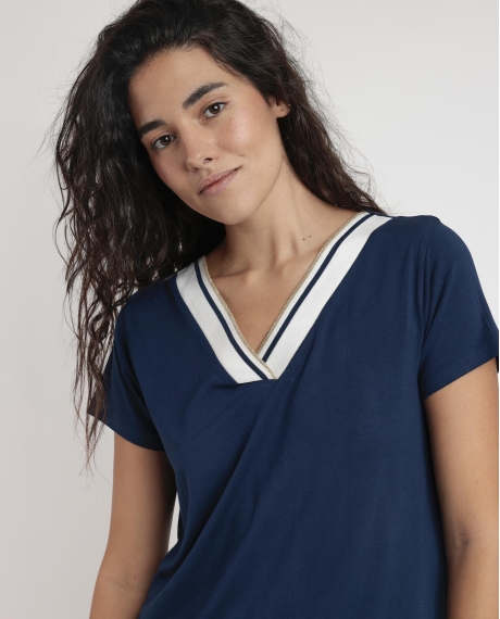 ADMAS Camisola Manga Corta Trip para Mujer MARINO 2