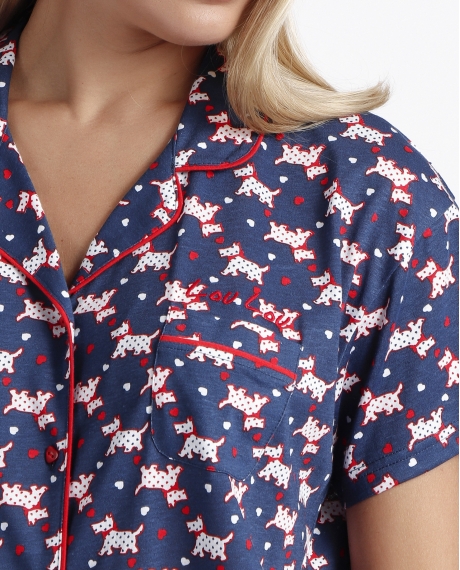 ADMAS Pijama Abierto Manga Corta Lou Lou Love Me para Mujer MARINO 2
