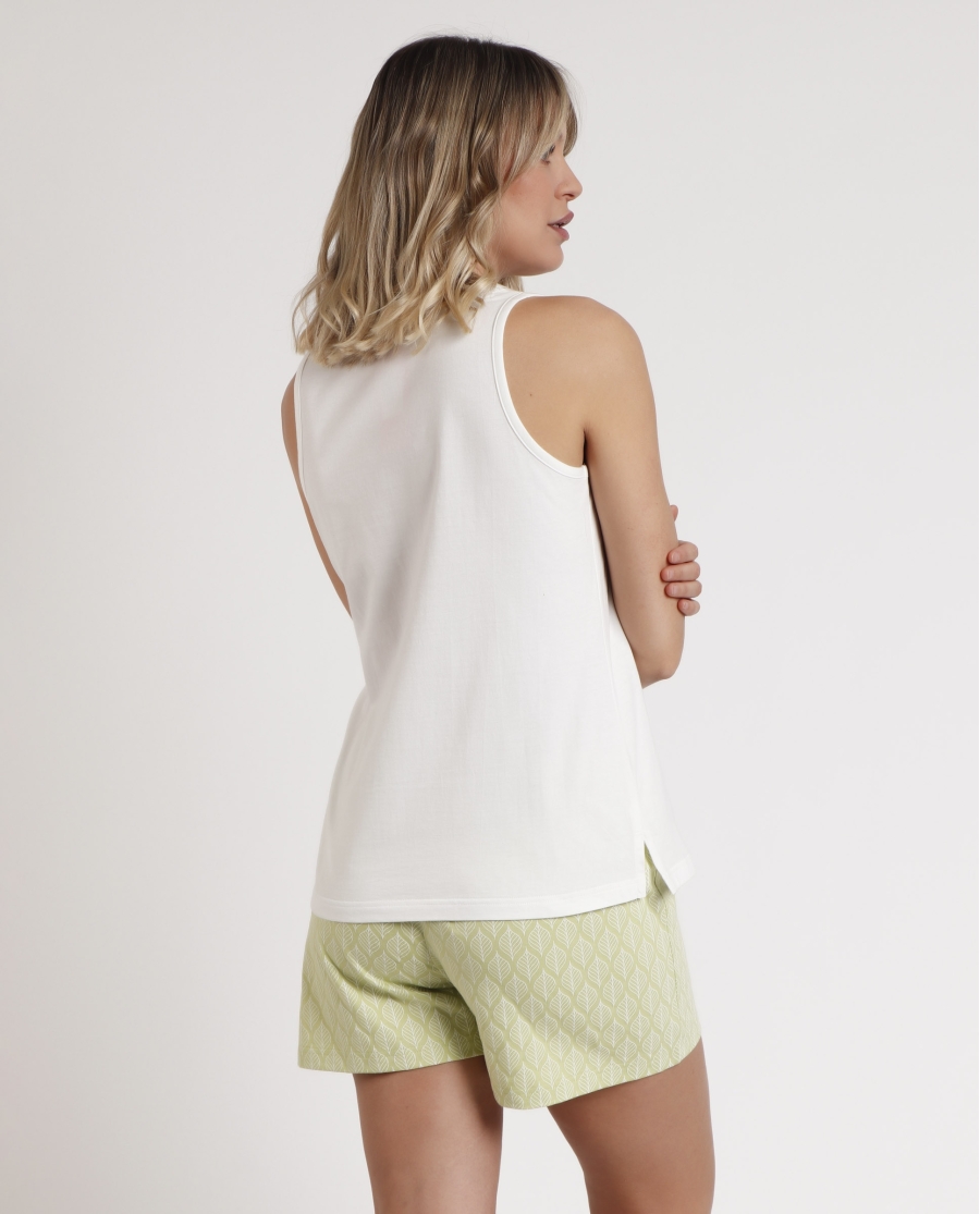 ADMAS Pijama Sin Mangas Vacay Mood para Mujer VERDE HOJA