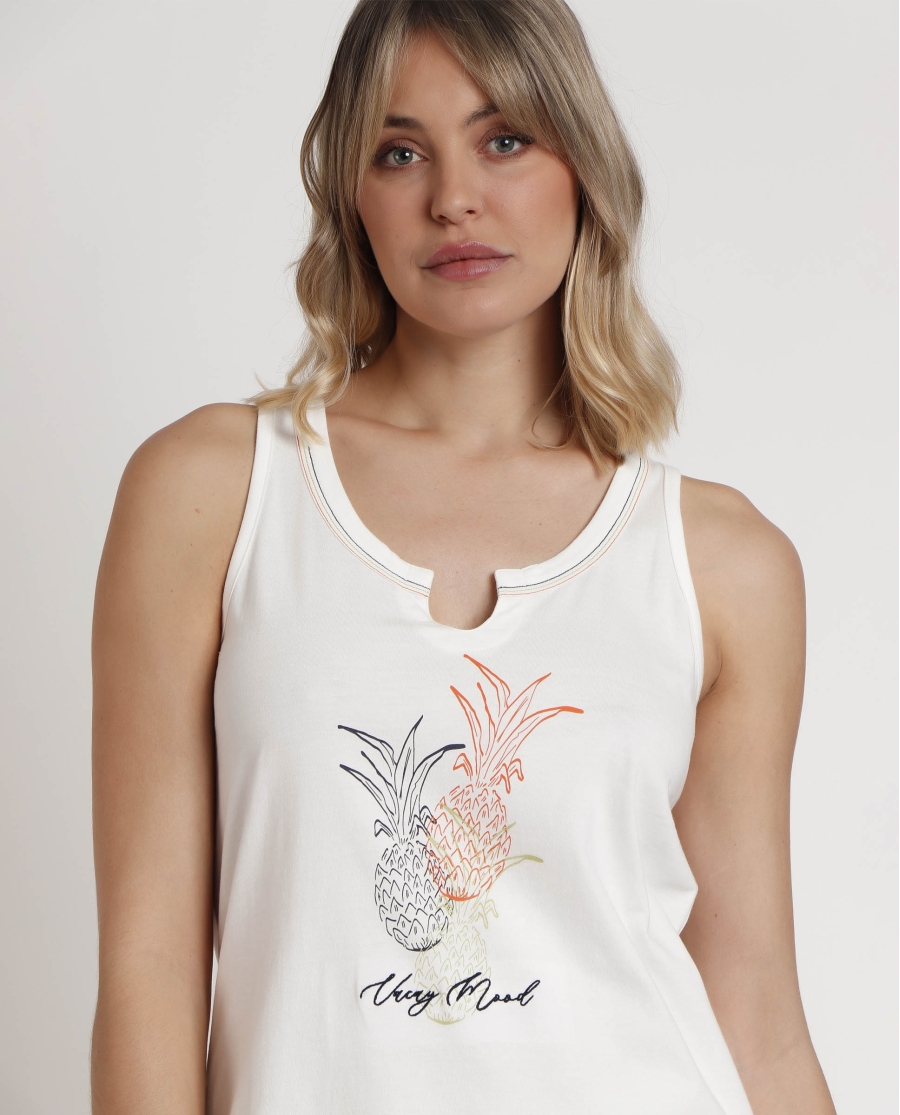 ADMAS Pijama Sin Mangas Vacay Mood para Mujer VERDE HOJA