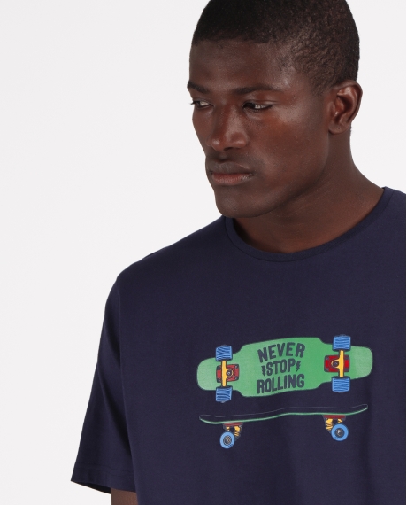 DIVER Pijama Manga Corta Never Stop Rolling para Hombre MARINO 2