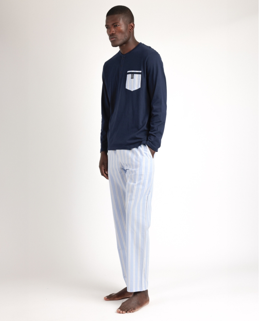 ADMAS CLASSIC Pijama Manga Larga Stripest para Hombre MARINO