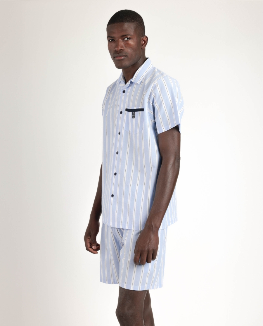 ADMAS CLASSIC Pijama Abierto Manga Corta Stripest para Hombre MARINO