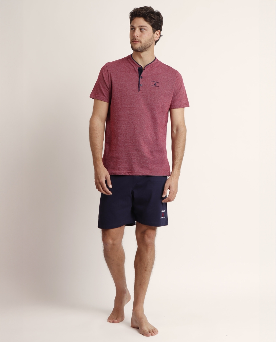 ANTONIO MIRO Pijama Tapeta Manga Corta Sailing para Hombre BURDEOS