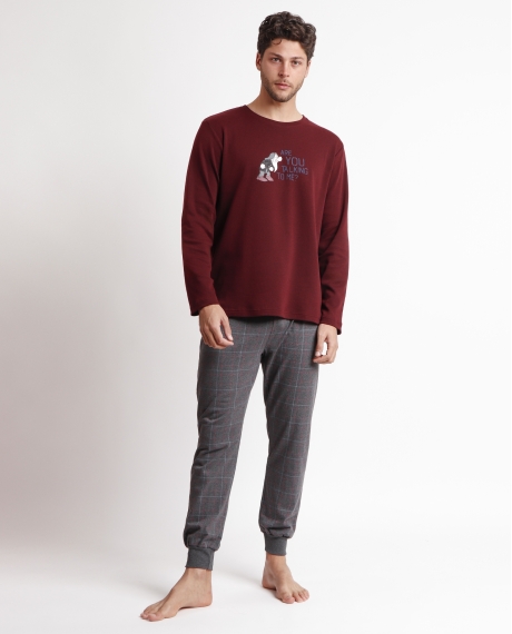 DISNEY Pijama Manga Larga Grumpy Talking To Me para Hombre BURDEOS