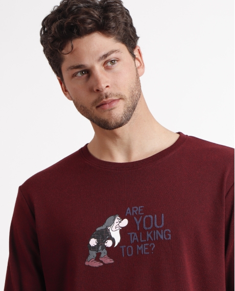 DISNEY Pijama Manga Larga Grumpy Talking To Me para Hombre BURDEOS 2